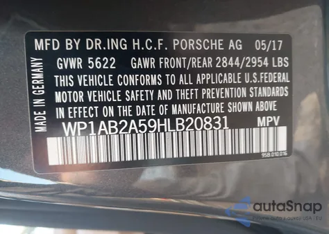 2017 Porsche Macan S из США, поврежденный, VIN WP1AB2A59HLB20831